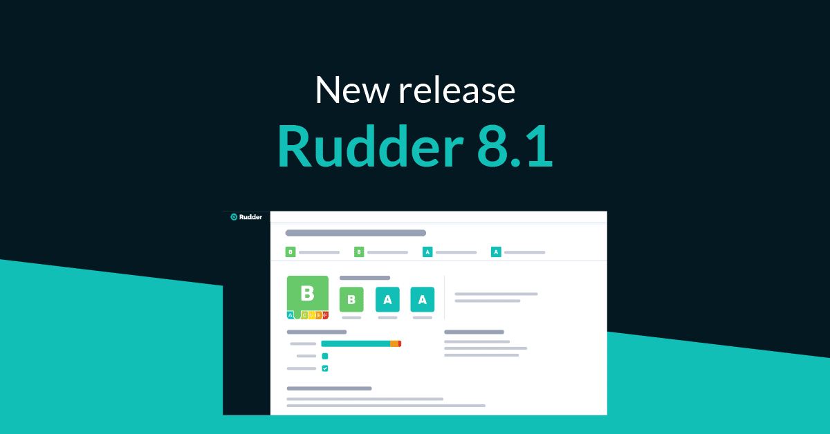 Image depicting Rudder 8.1 with a screenshot of the Rudder Score